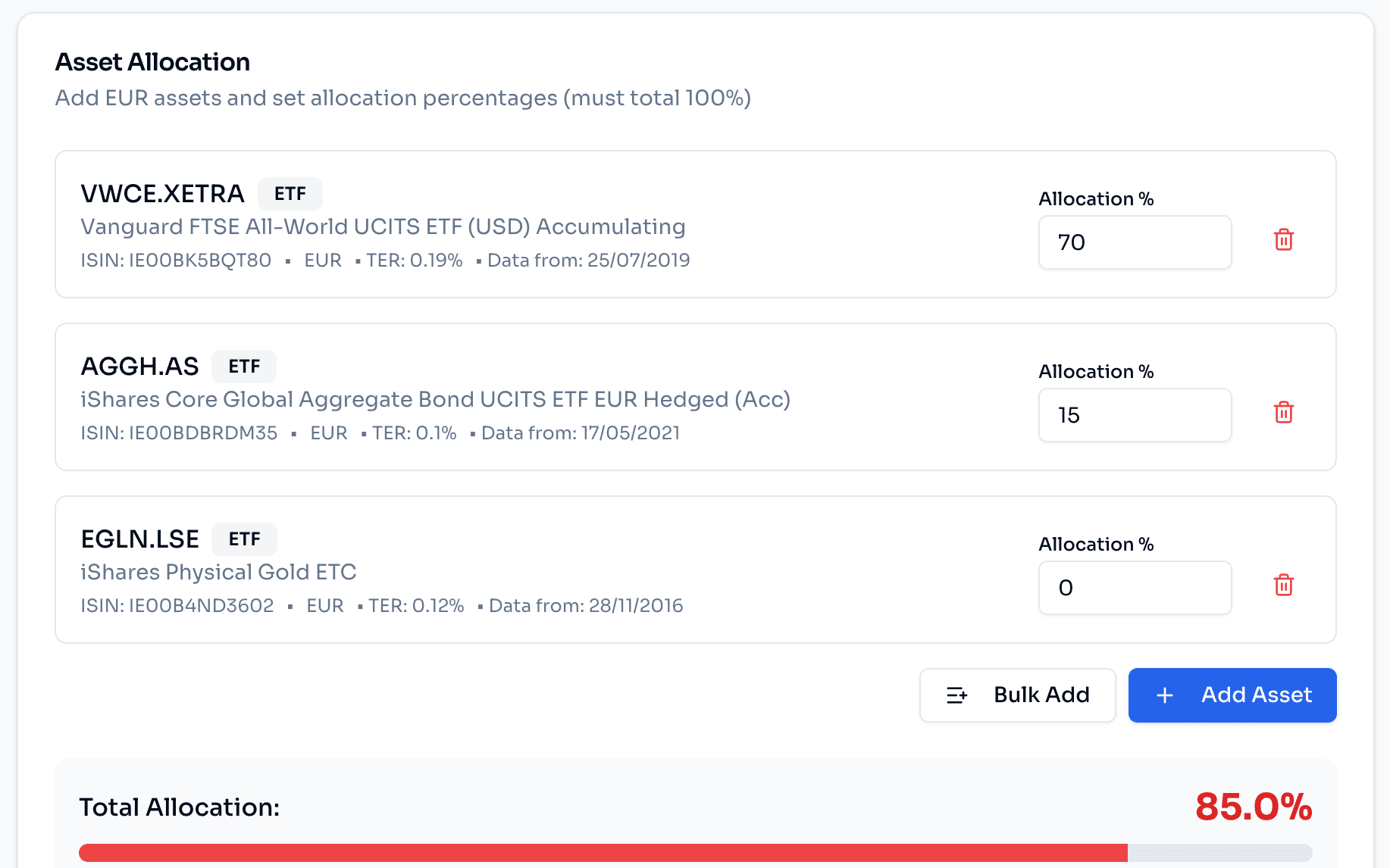 Create a new EuroFolio portfolio